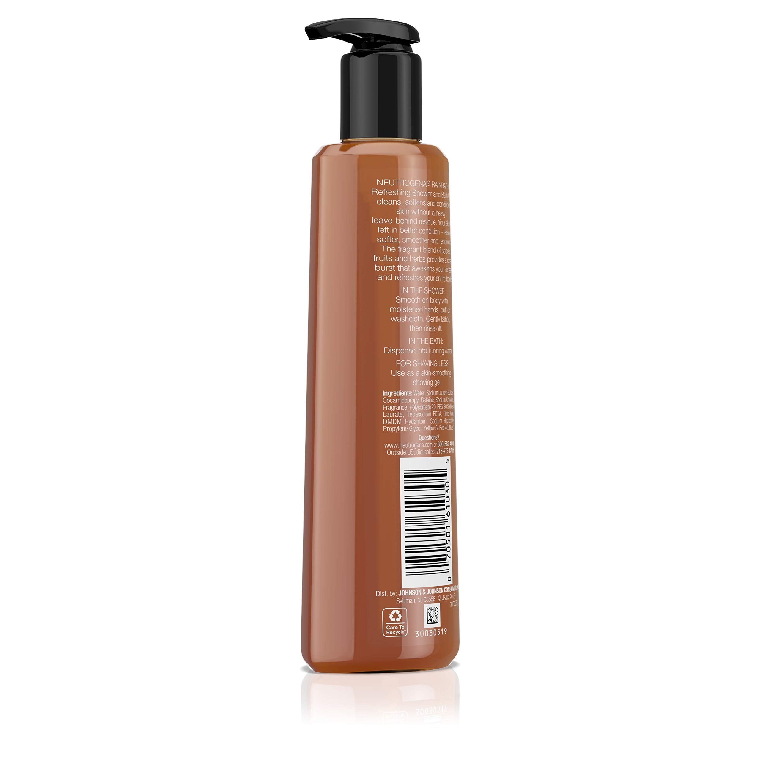 Neutrogena Rainbath Gel 32-ounce bulk bottle in cabinet.