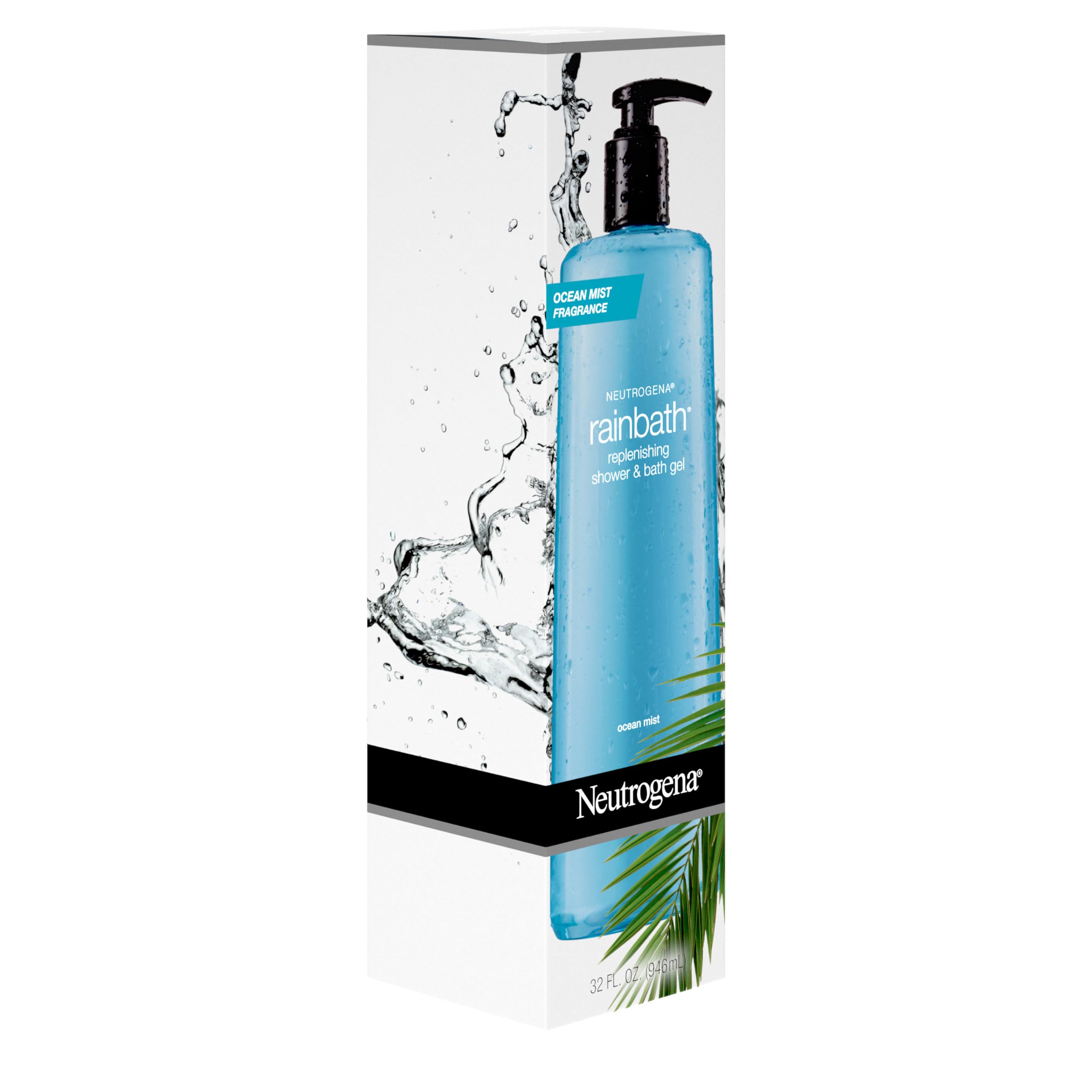 Neutrogena Rainbath Ocean Mist bottle in bath — ready-to-use daily skin pampering