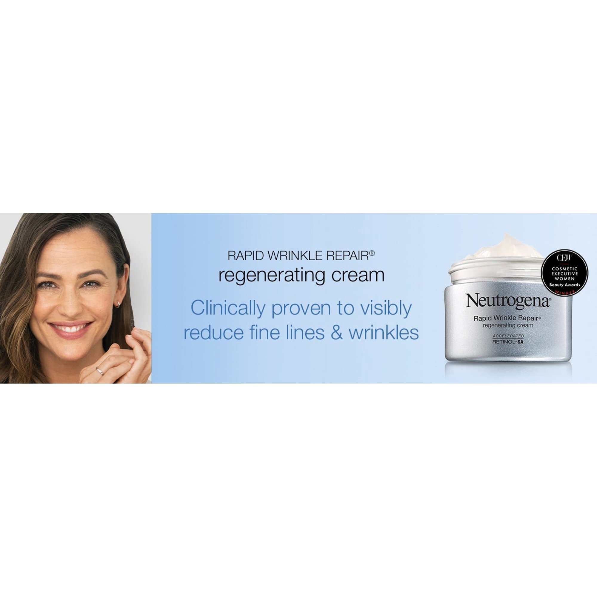 Neutrogena Rapid Wrinkle Repair cream during application on skin boosts hydration.