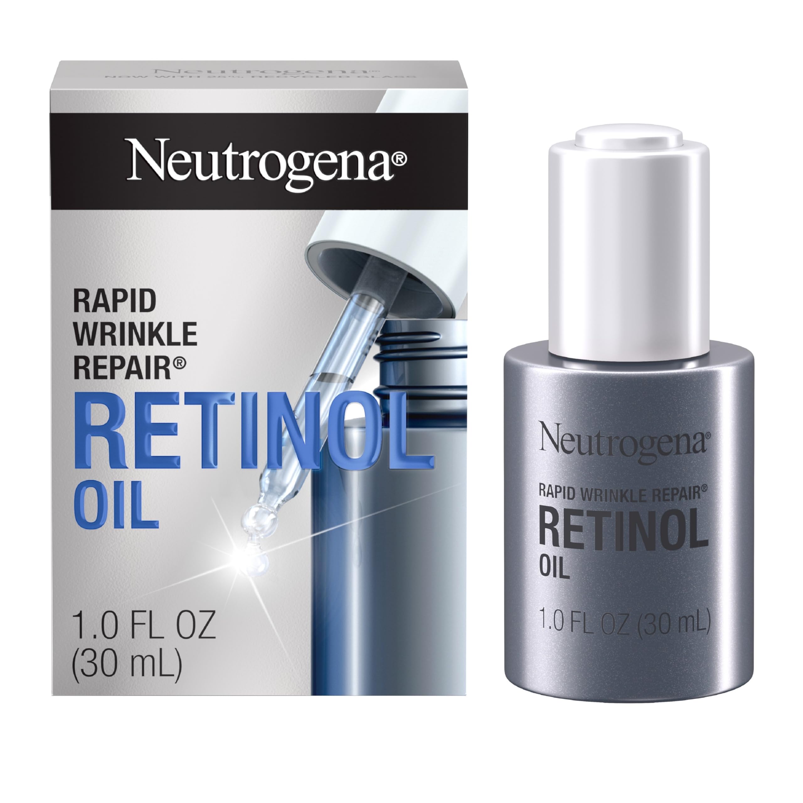 Neutrogena Rapid Wrinkle Repair Oil bottle pour for quick absorption.