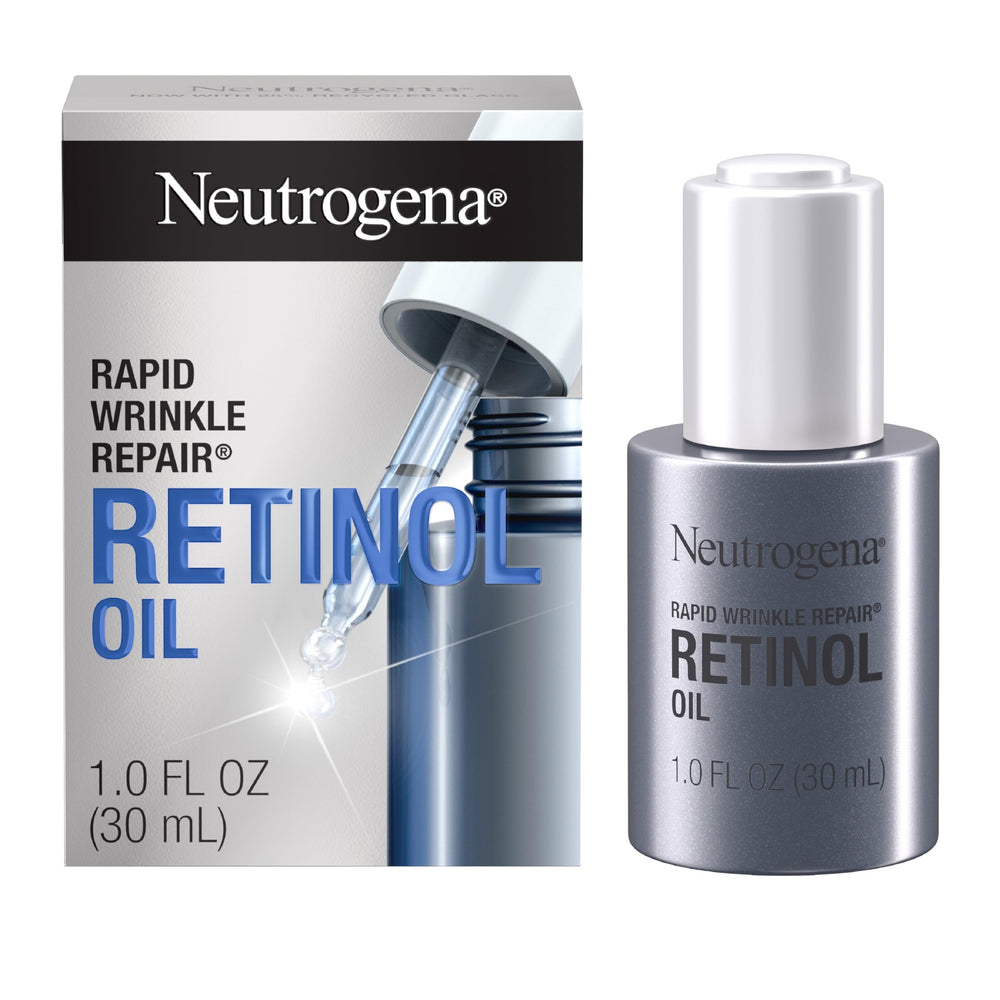 Neutrogena Rapid Wrinkle Repair Oil bottle pour for quick absorption.