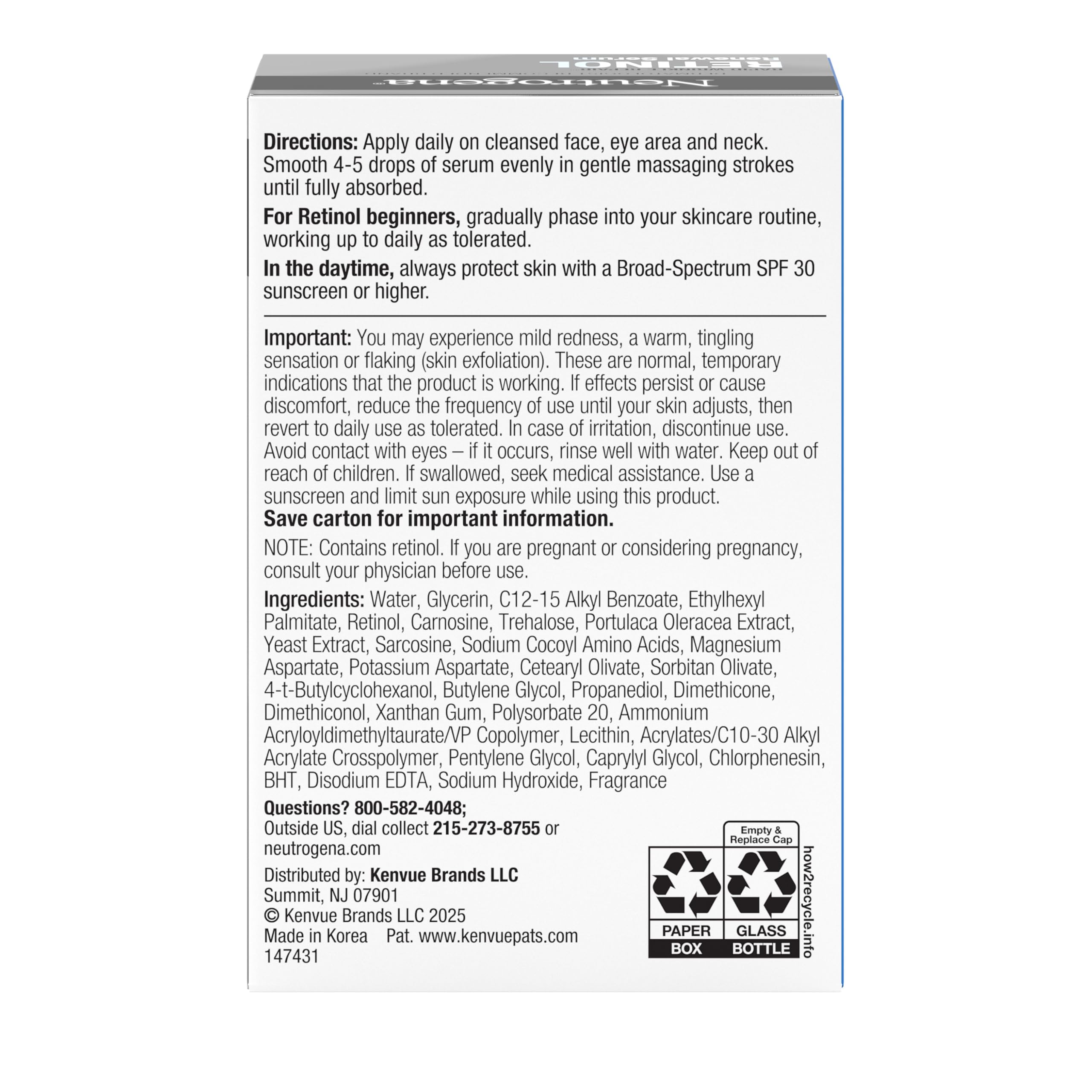 Neutrogena Rapid Wrinkle Repair serum clinical-test label signals dermatologist-tested assurance.