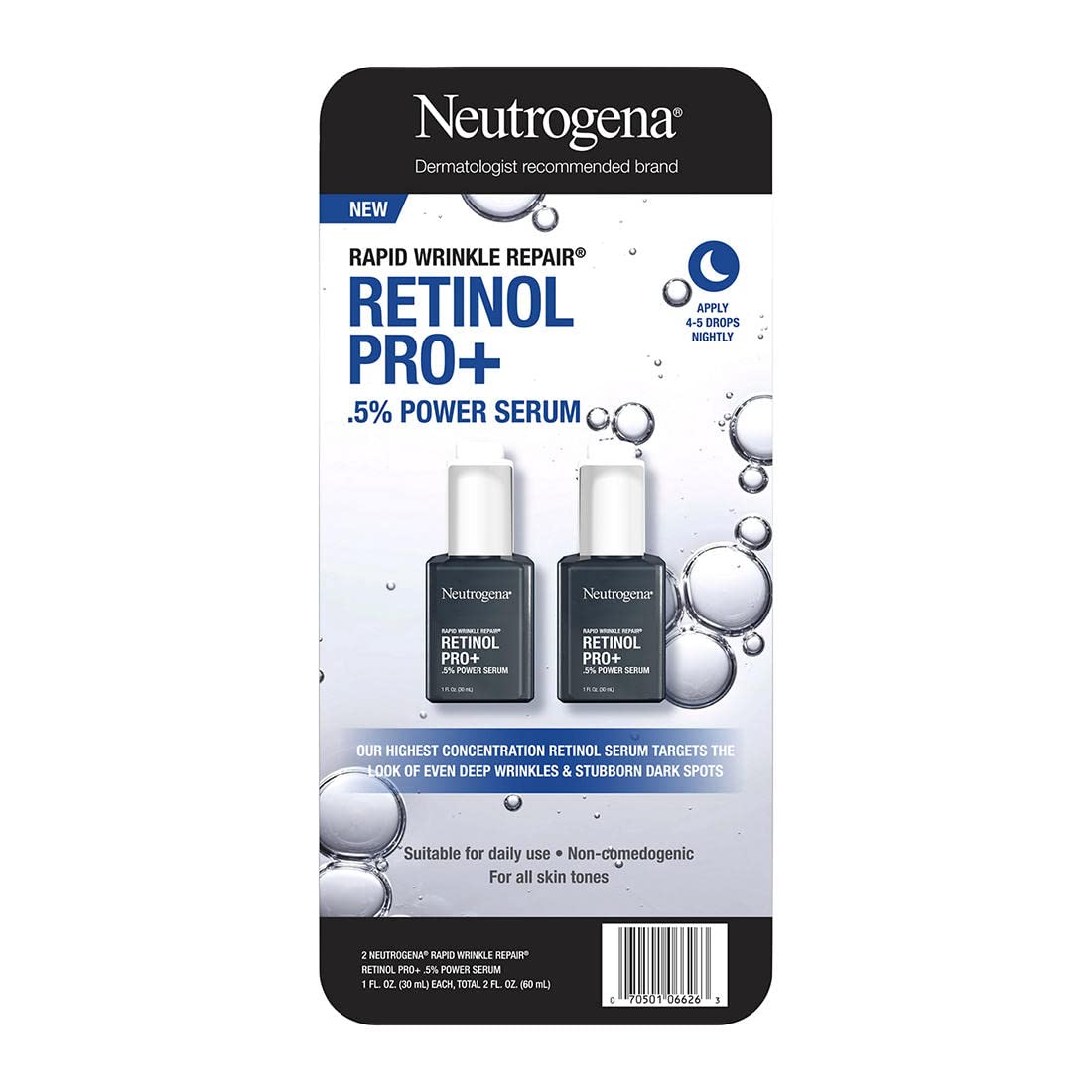 Neutrogena Rapid Wrinkle Repair serum texture close-up suggests smooth, easy absorption.