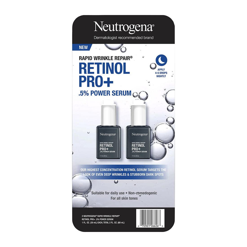 Neutrogena Rapid Wrinkle Repair serum texture close-up suggests smooth, easy absorption.