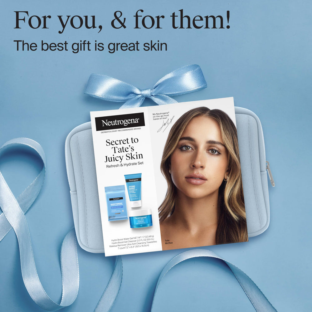 Neutrogena Refresh & Hydrate travel case neatly holds wipes, gel cleanser, and moisturizer.