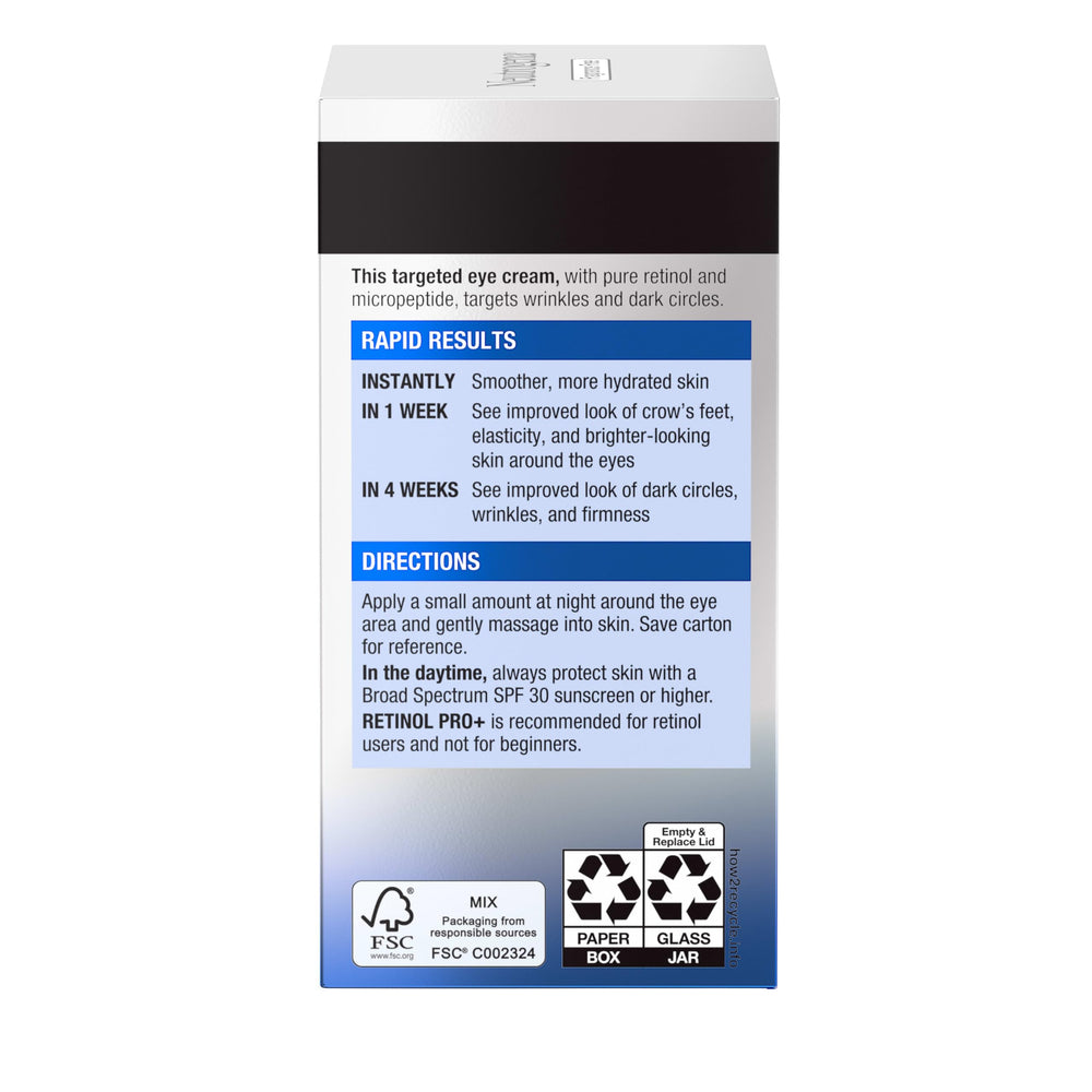 Neutrogena eye cream hypoallergenic packaging reflects skin-friendly formula.