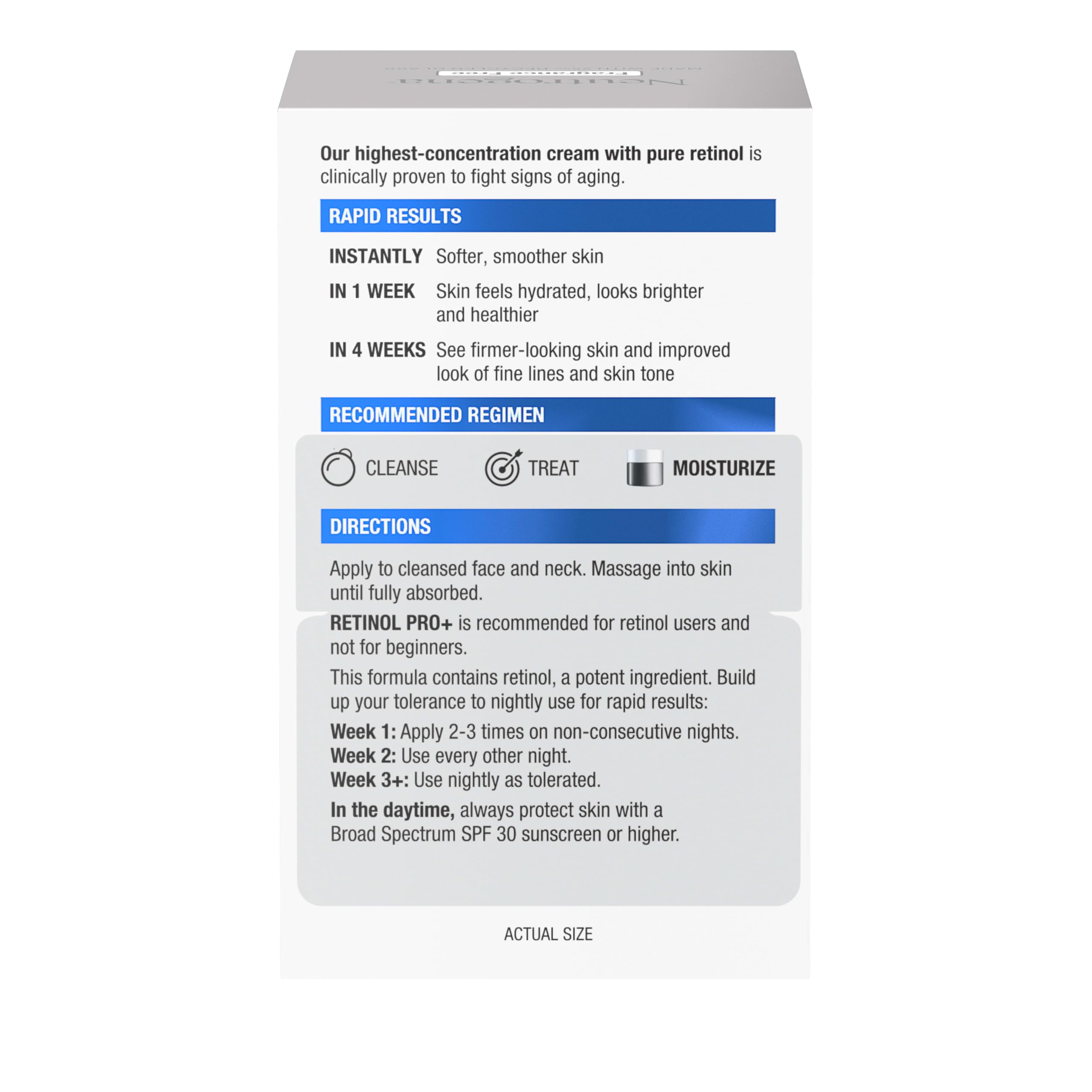 Neutrogena Retinol Pro+ Night Cream label detail highlighting dermatologist-tested assurance.