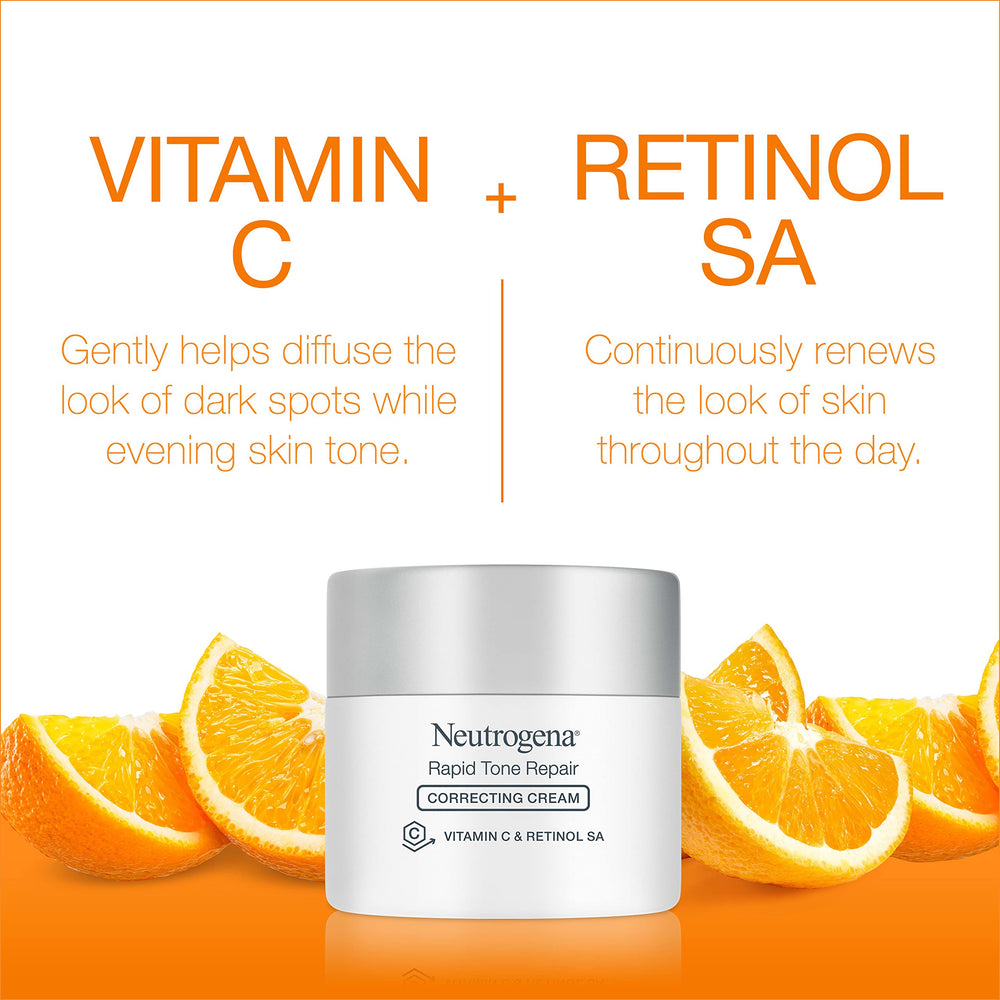 Neutrogena Retinol + Vitamin C Correcting Cream applied on skin for smoothing.