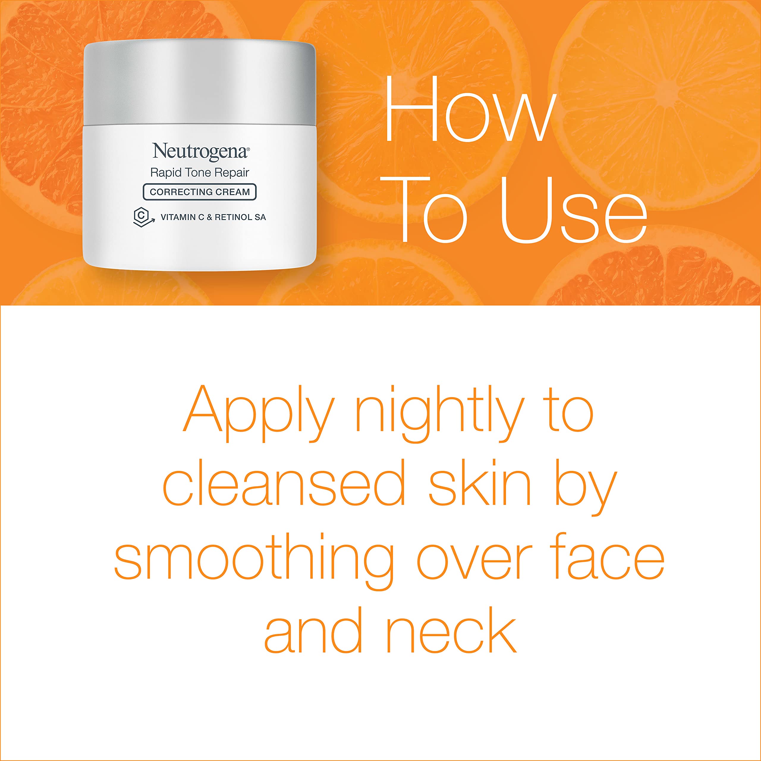 Neutrogena Retinol + Vitamin C Correcting Cream applied swirl demonstrates rich, hydrating texture.