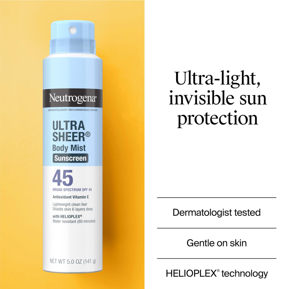 Neutrogena sheer ultralight finish sprays on light and fast.