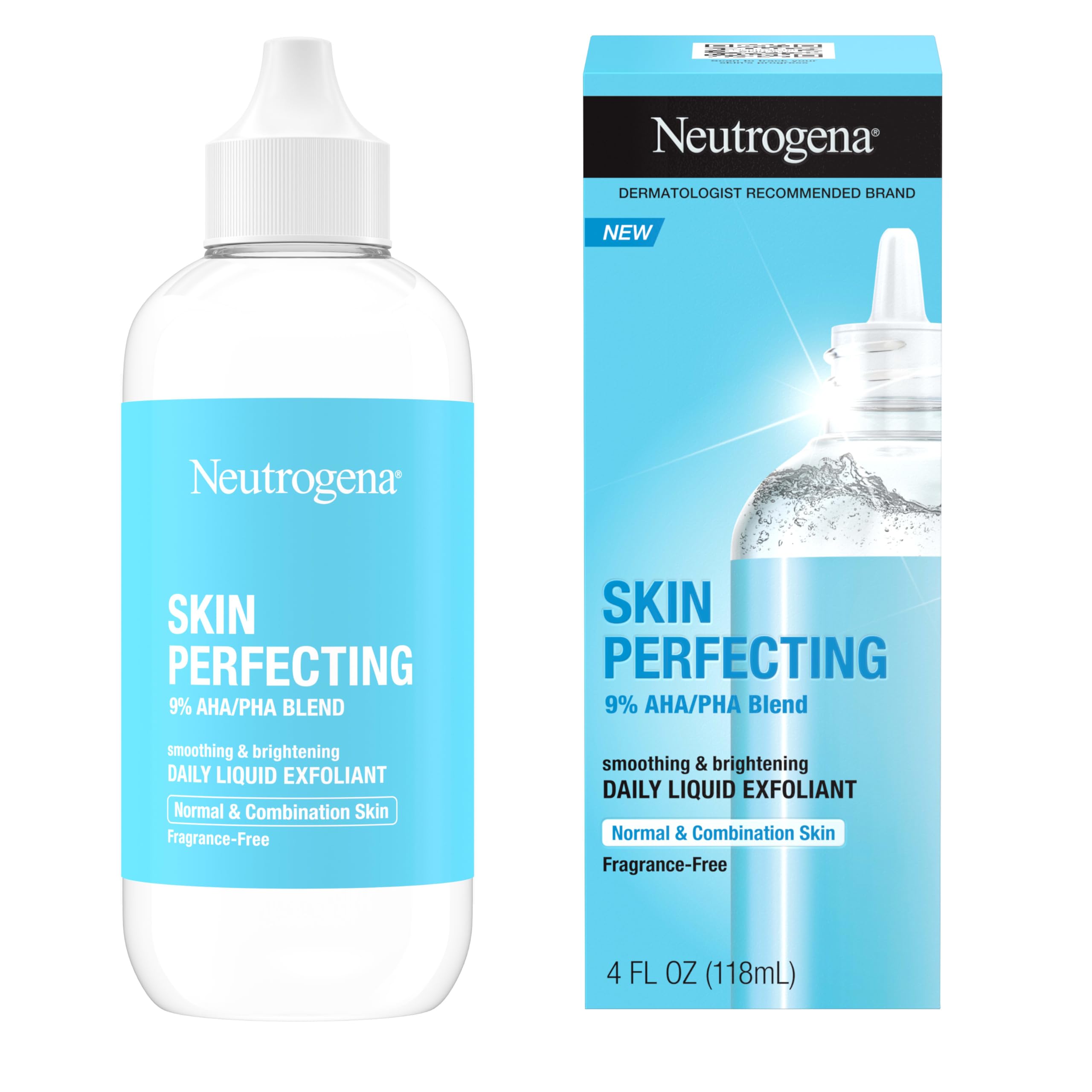 Neutrogena Skin Perfecting bottle pour demonstrates easy, mess-free application.
