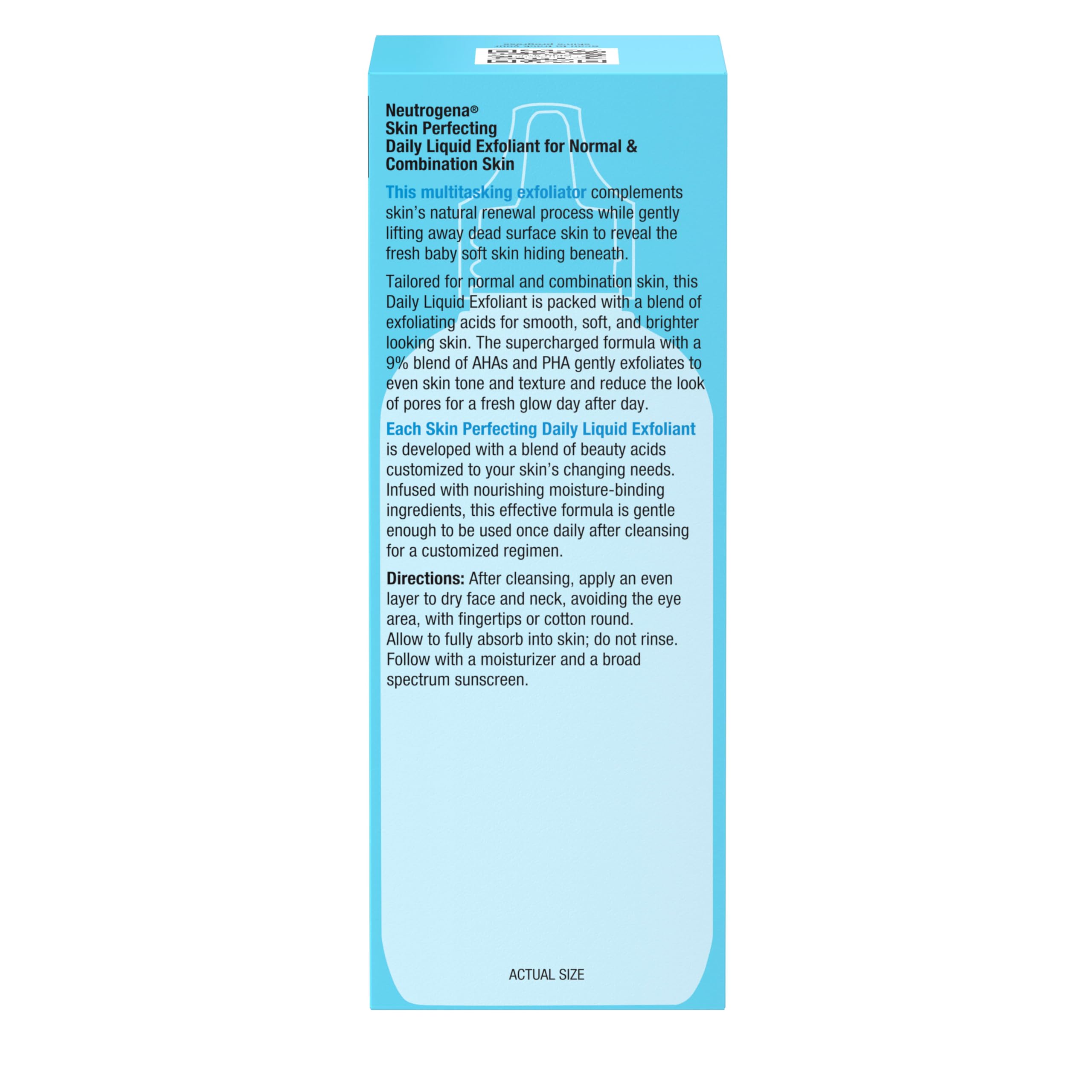 Neutrogena Skin Perfecting shelf display conveys a trusted, oil-free exfoliation option.