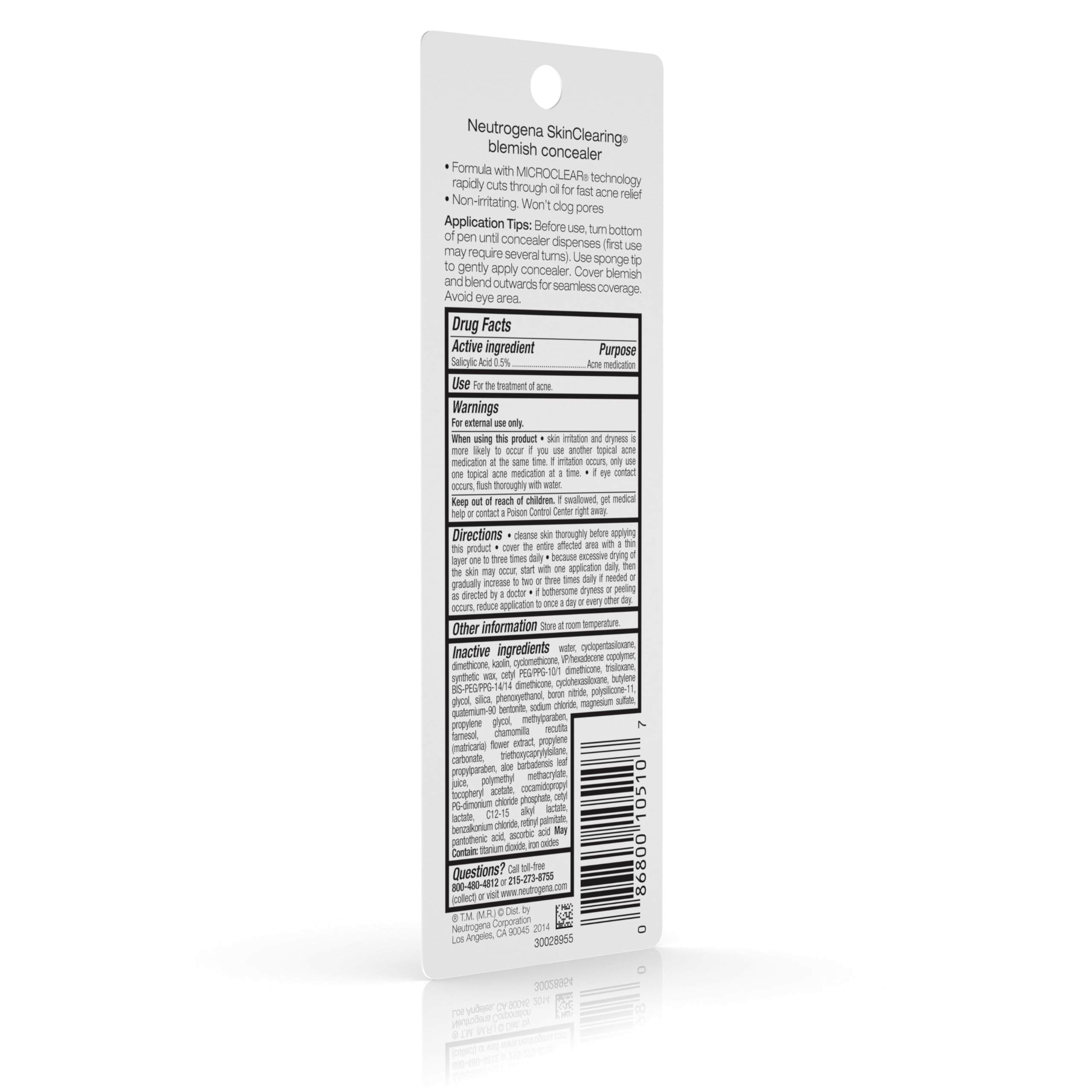 Neutrogena SkinClearing concealer under-eye use for quick blemish concealment