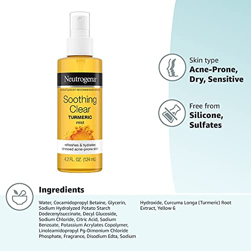 Neutrogena Soothing Clear Turmeric Mist application distance demonstrates proper spray technique.
