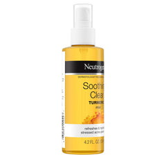 Neutrogena Soothing Clear Turmeric Mist bottle back reveals ophthalmologist-tested, paraben-free formula.