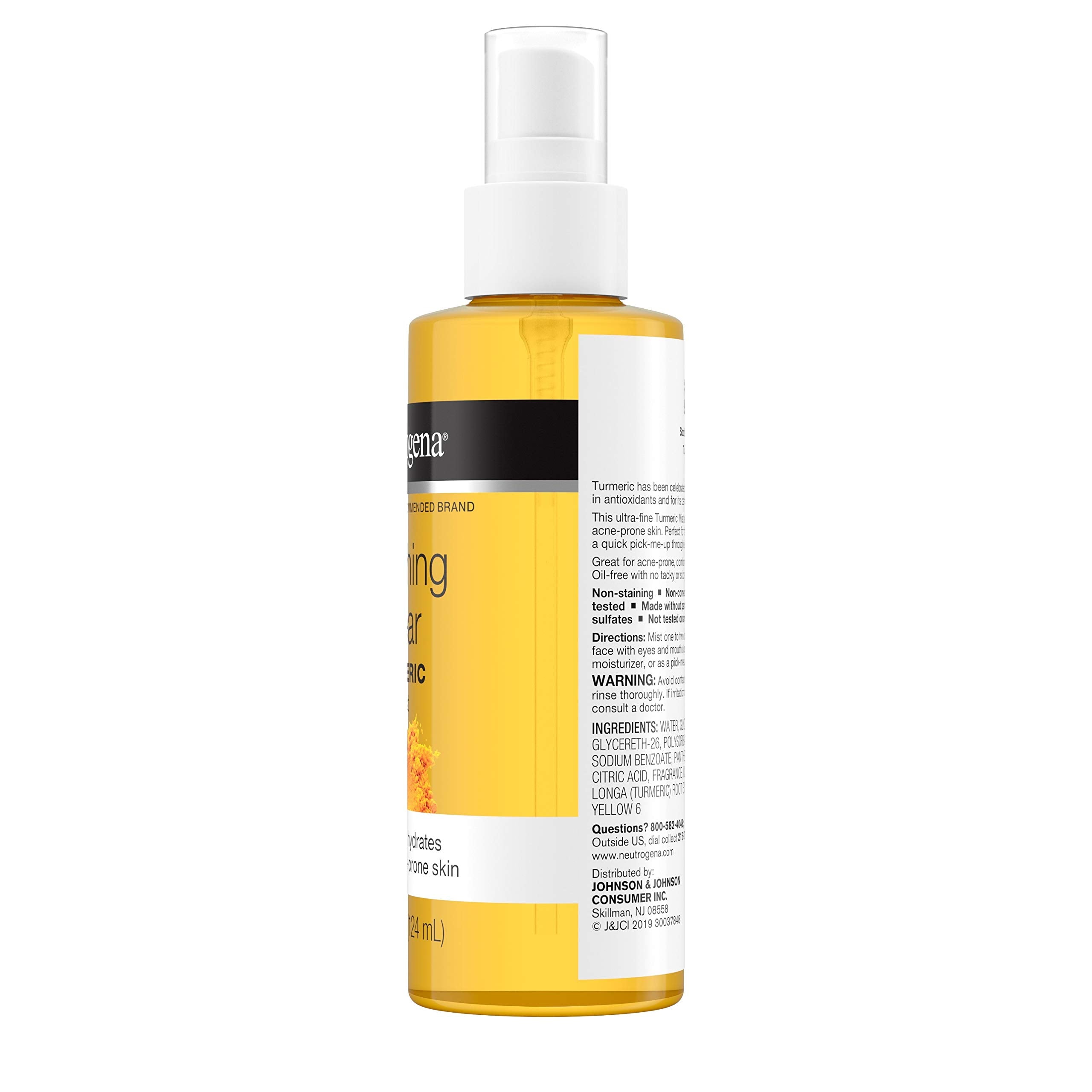 Neutrogena Soothing Clear Turmeric Mist closeup shows turmeric-driven calm.