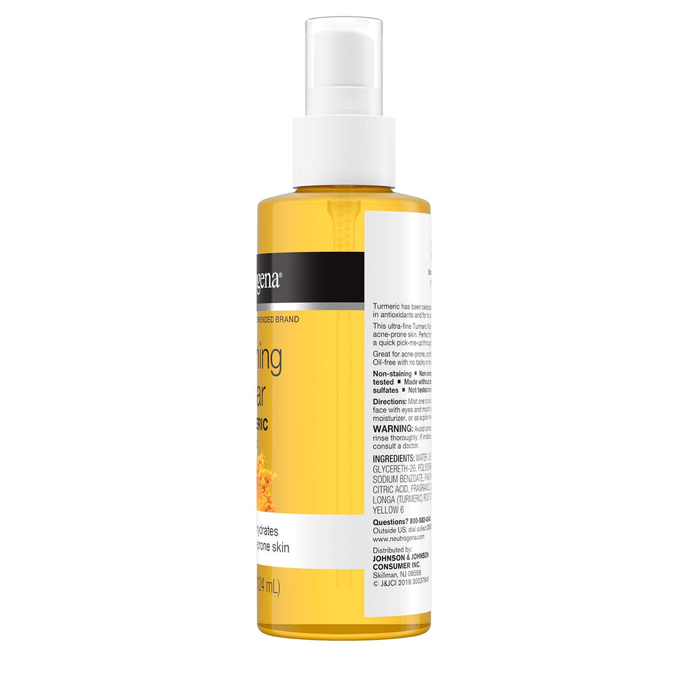Neutrogena Soothing Clear Turmeric Mist closeup shows turmeric-driven calm.