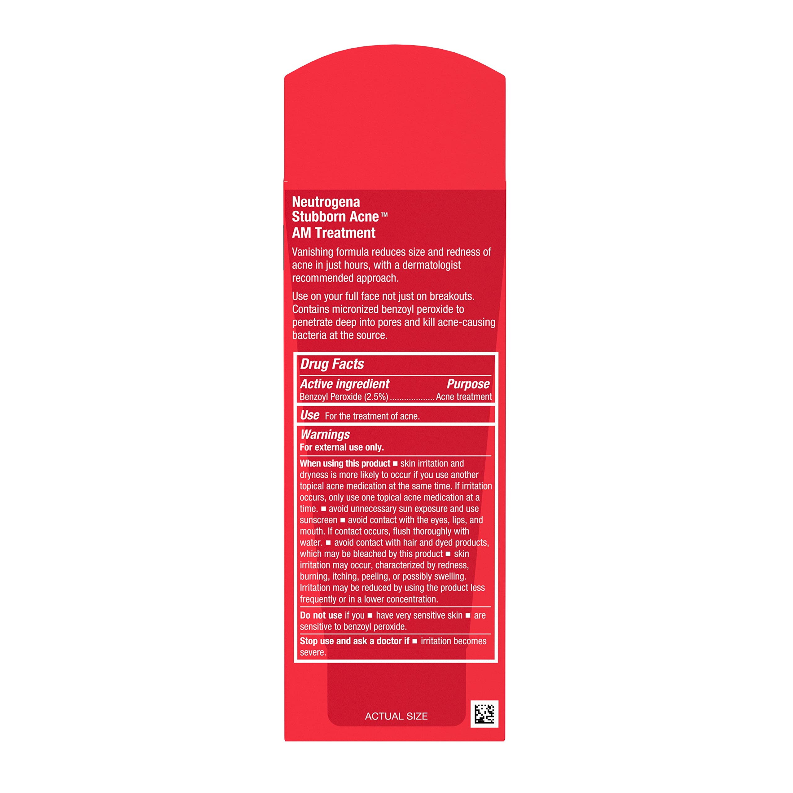 Close-up of benzoyl peroxide ingredient in Neutrogena AM Treatment.