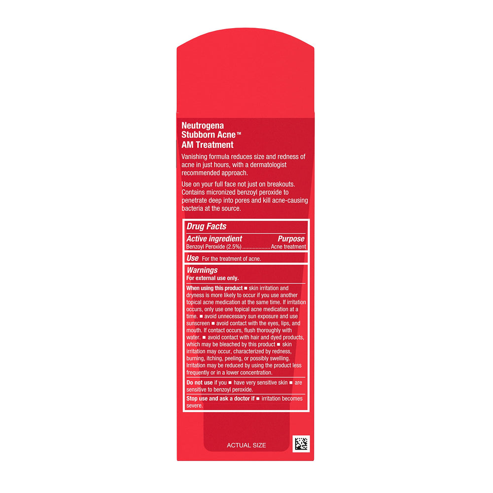 Close-up of benzoyl peroxide ingredient in Neutrogena AM Treatment.