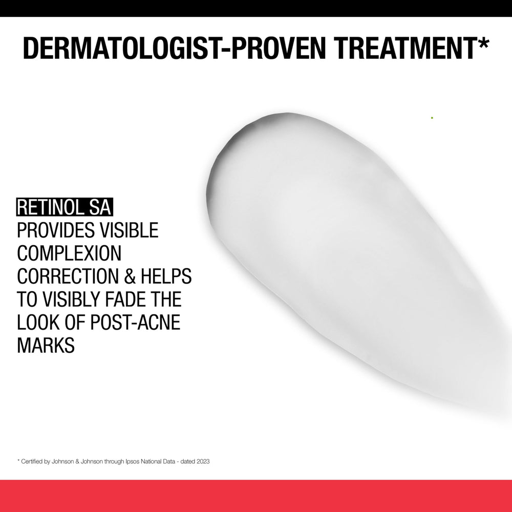 Fingertip application of Neutrogena Stubborn Marks PM Treatment before bedtime.