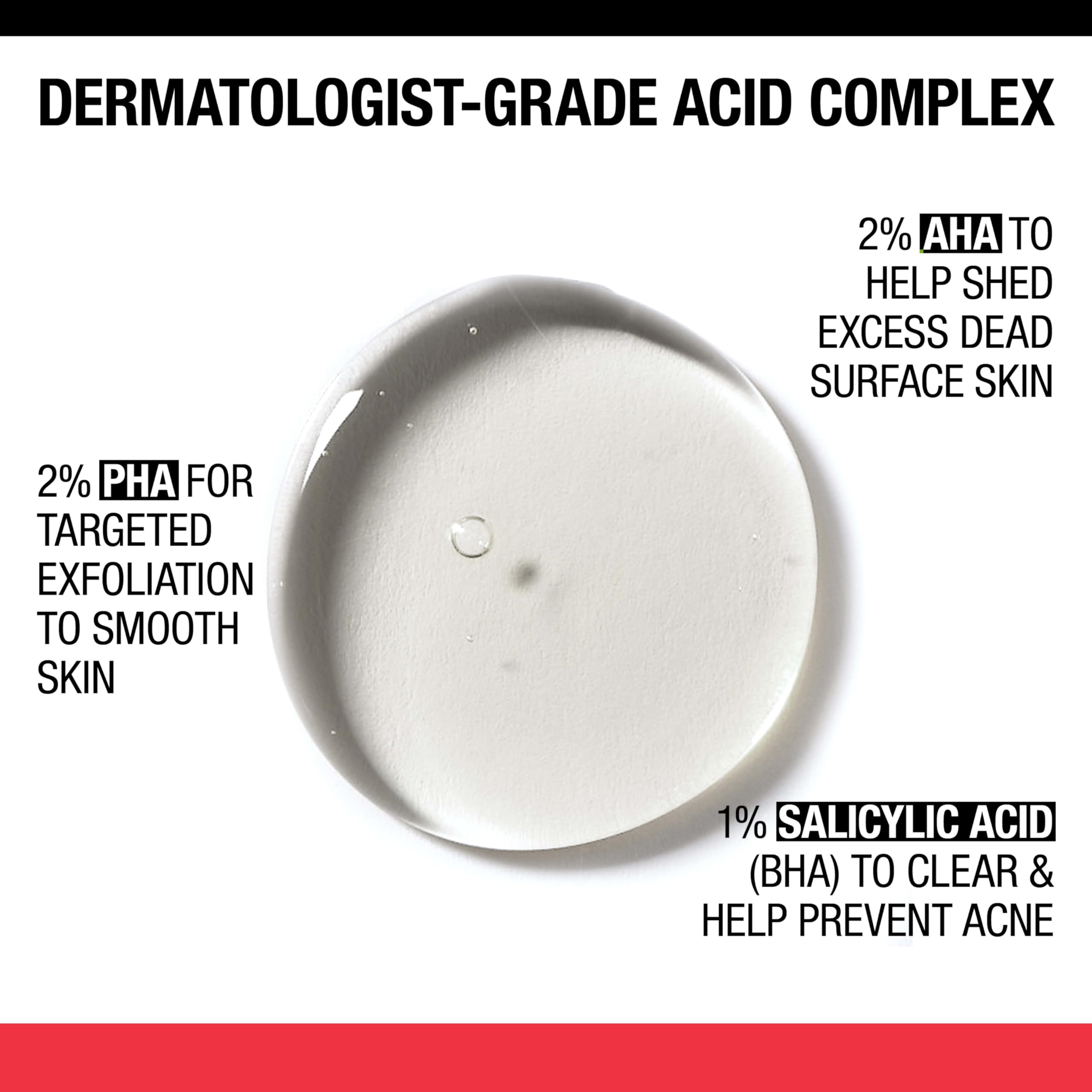 Neutrogena Stubborn Texture ingredients label highlights salicylic glycolic and PHA acid complex.