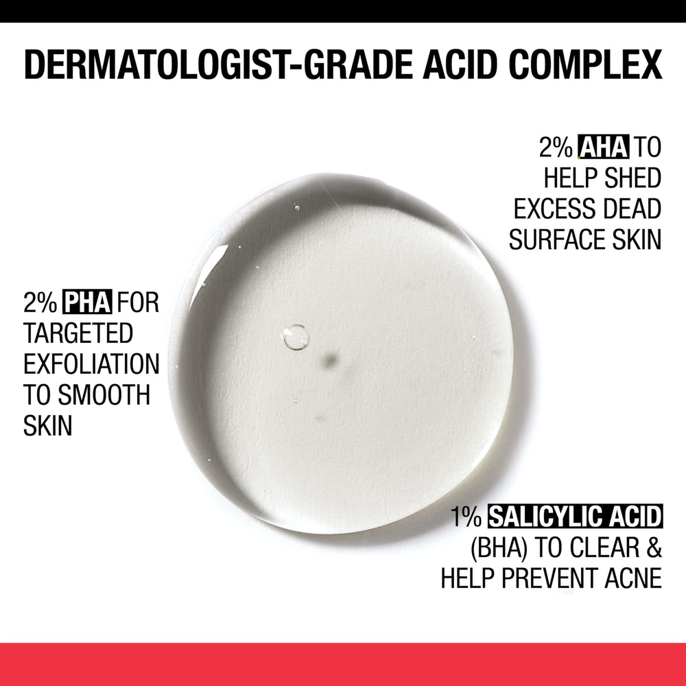 Neutrogena Stubborn Texture ingredients label highlights salicylic glycolic and PHA acid complex.
