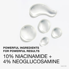 Neutrogena Stubborn Texture Serum dropper close-up highlights 10% Niacinamide in focus