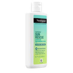 Neutrogena Sun Rescue After Sun Lotion texture swatch shows creamy, cooling feel.