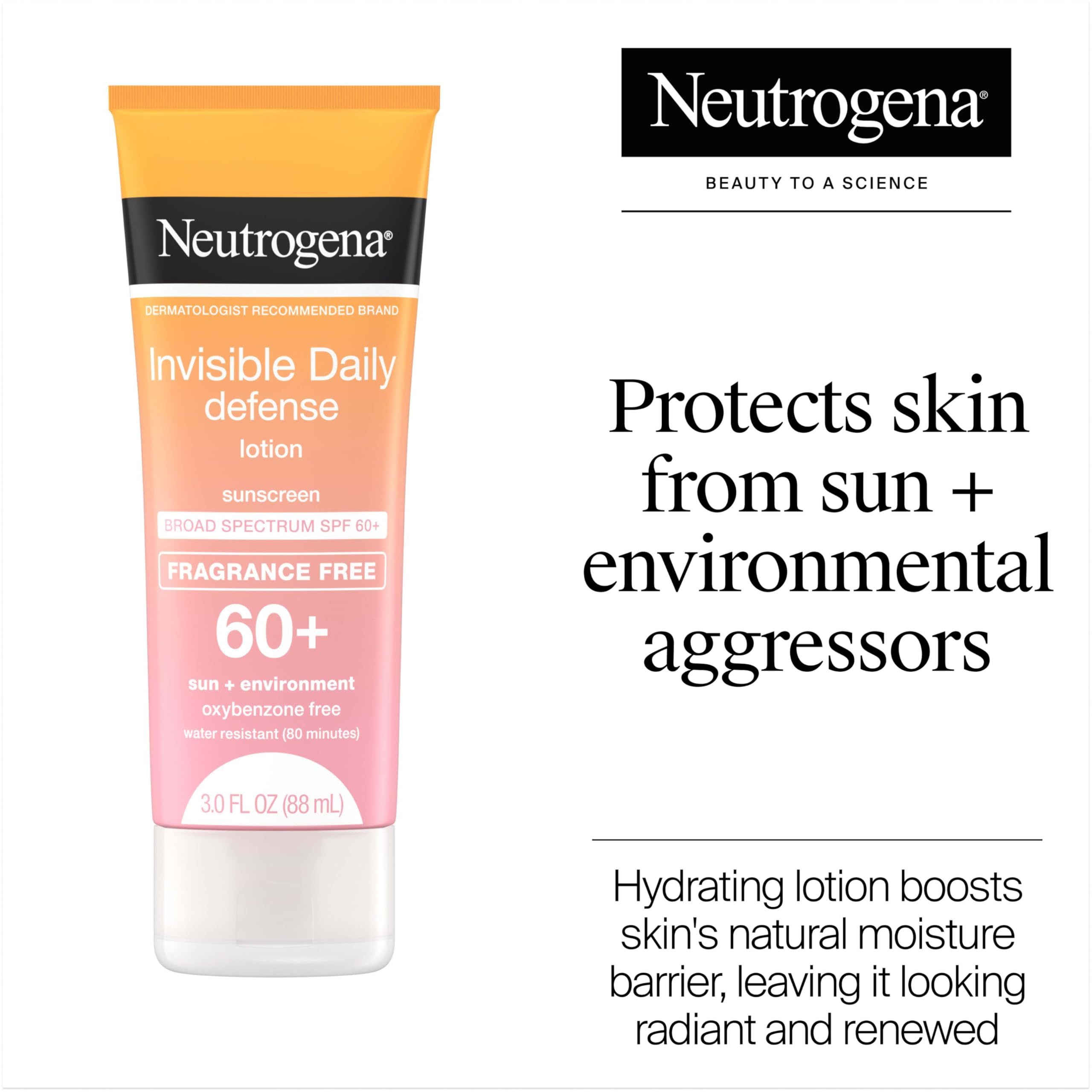 Neutrogena Invisible Daily Defense lotion on skin with clear, invisible finish.