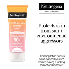 Neutrogena Invisible Daily Defense lotion on skin with clear, invisible finish.