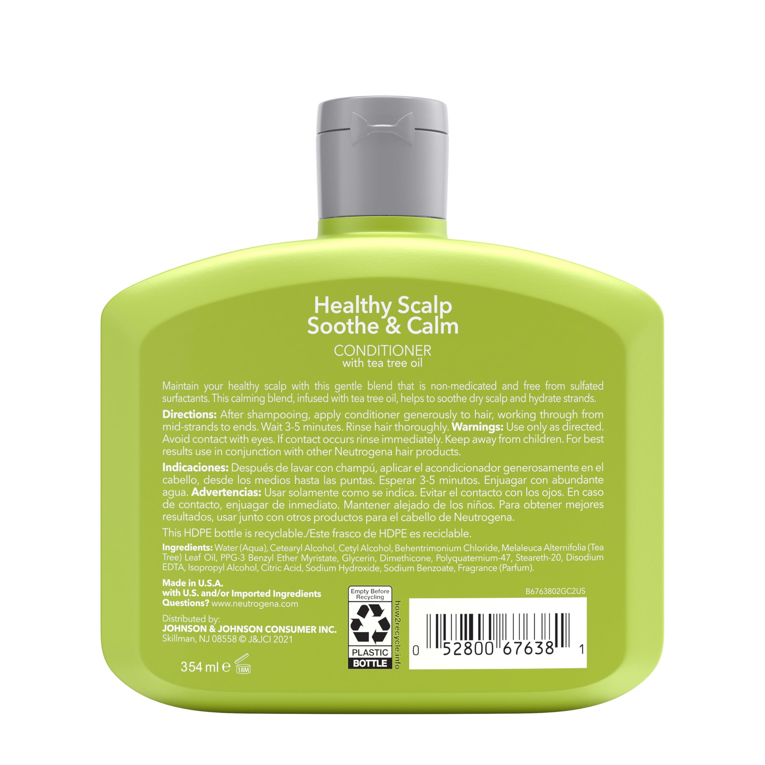 Neutrogena Tea Tree Oil Conditioner in-shower scene suggests daily routine compatibility.