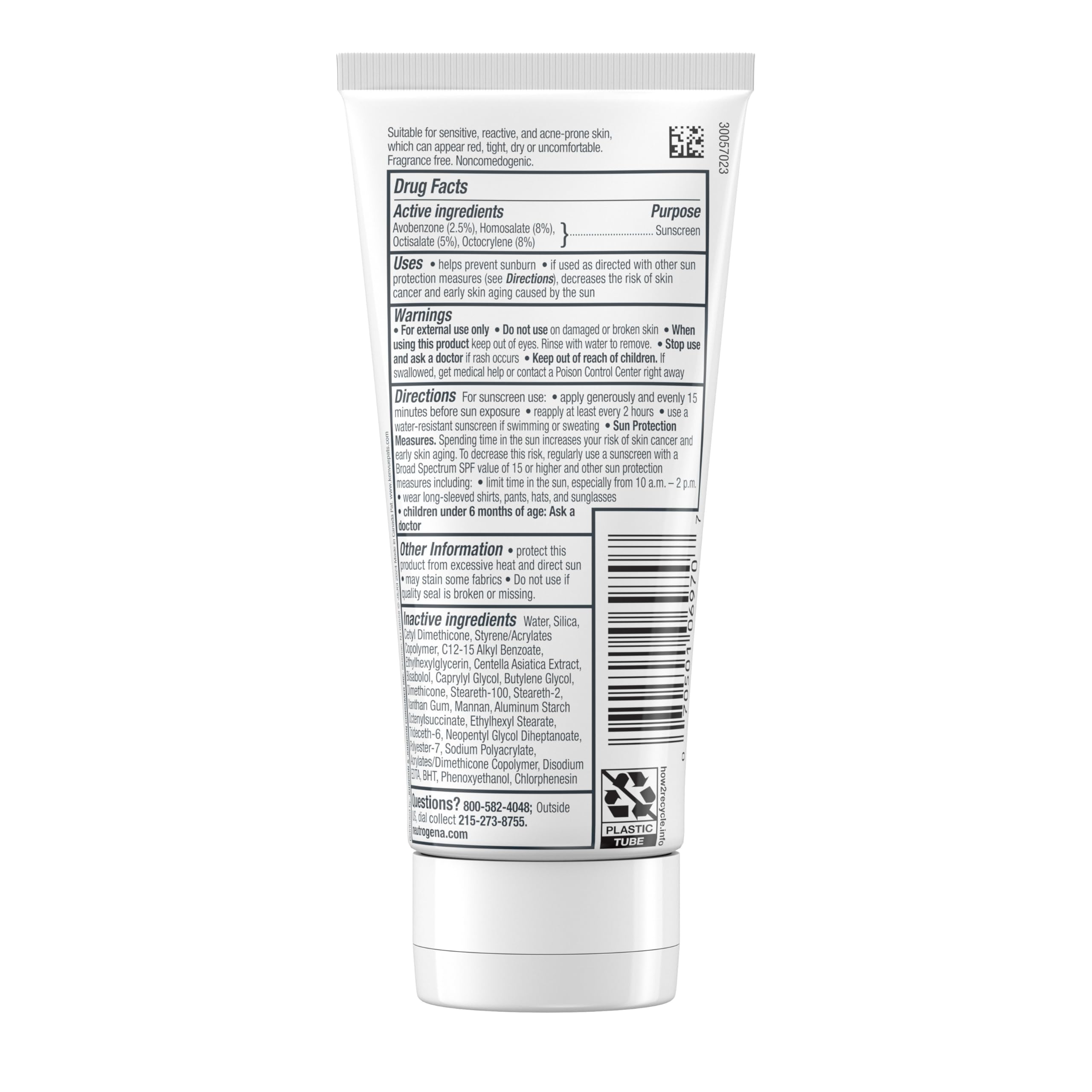 Close-up of Neutrogena Ultra Gentle SPF30 lotion texture showing light hydration.