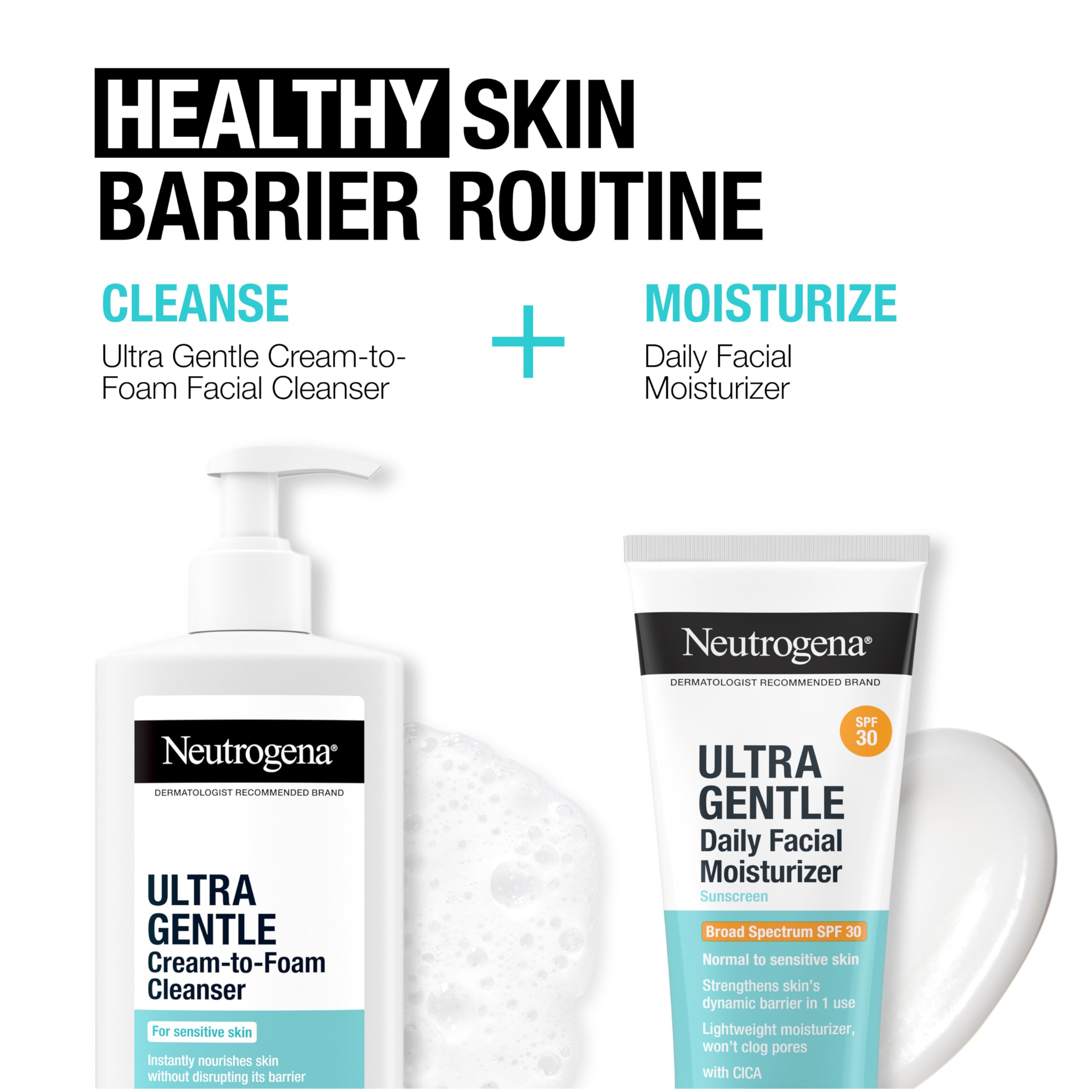 Neutrogena Ultra Gentle paired with water-resistant sunscreen for active days.