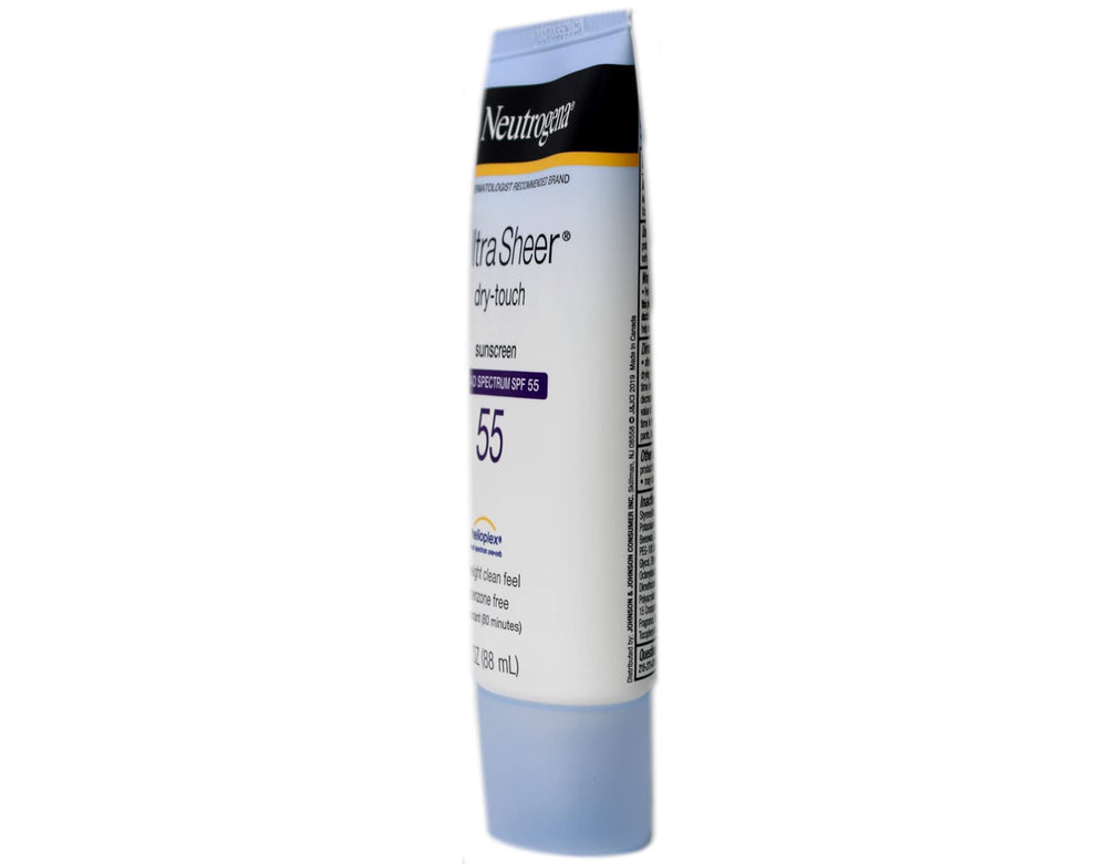 Neutrogena Ultra Sheer Dry-Touch sunscreen on hand shows fast-absorbing texture.