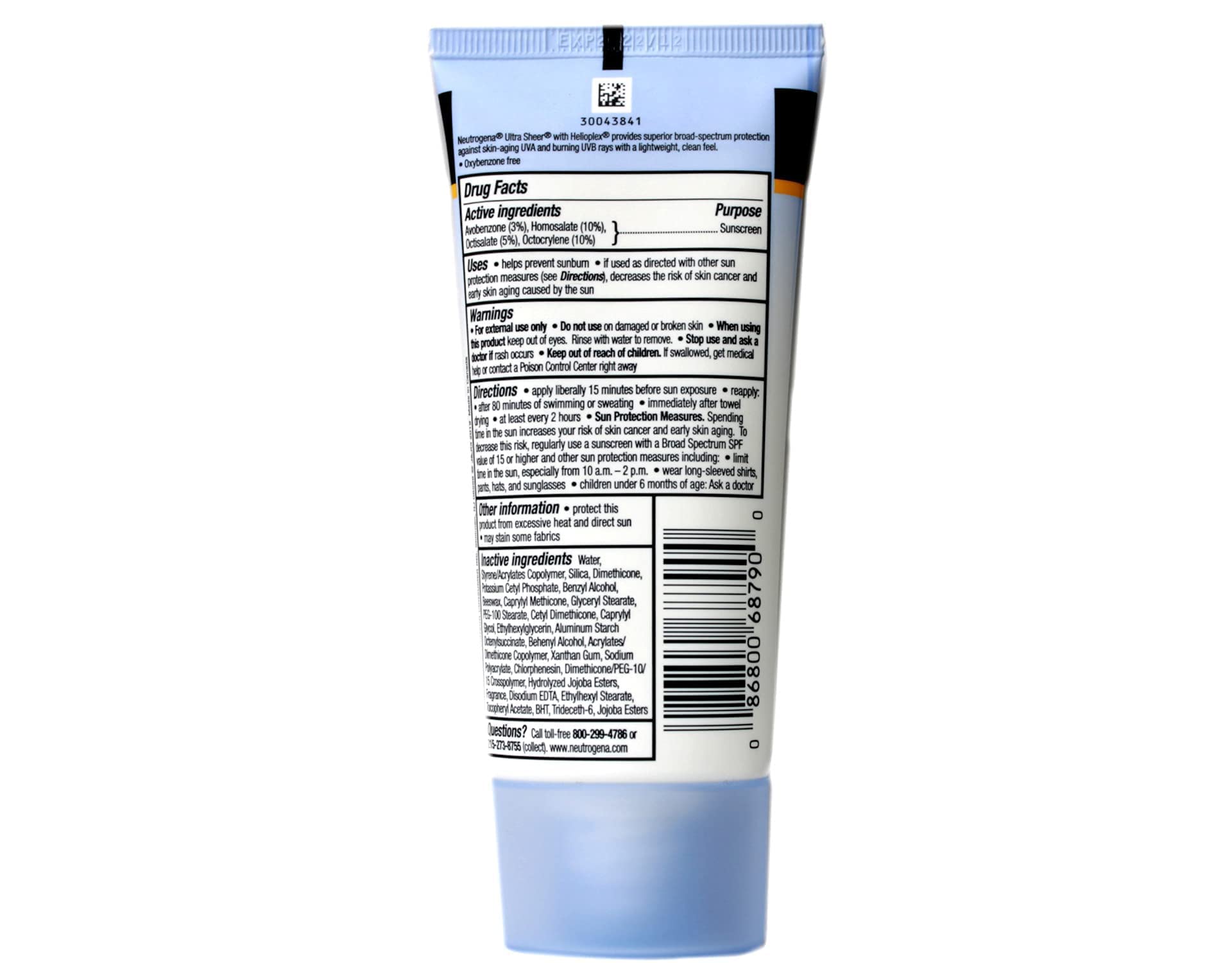 Neutrogena Ultra Sheer Dry-Touch sunscreen on face with matte, breathable wear.
