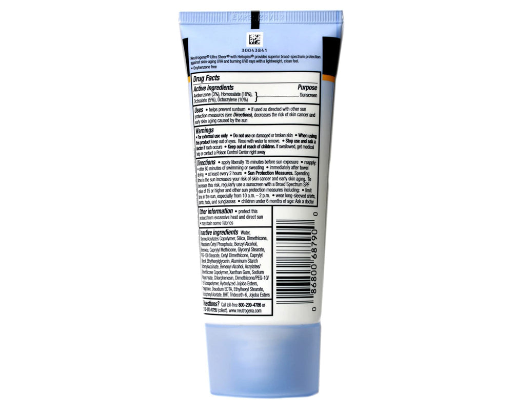 Neutrogena Ultra Sheer Dry-Touch sunscreen on face with matte, breathable wear.