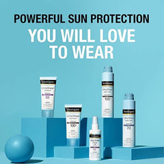 Neutrogena Ultra Sheer Dry-Touch sunscreen 80-minute water resistance badge.