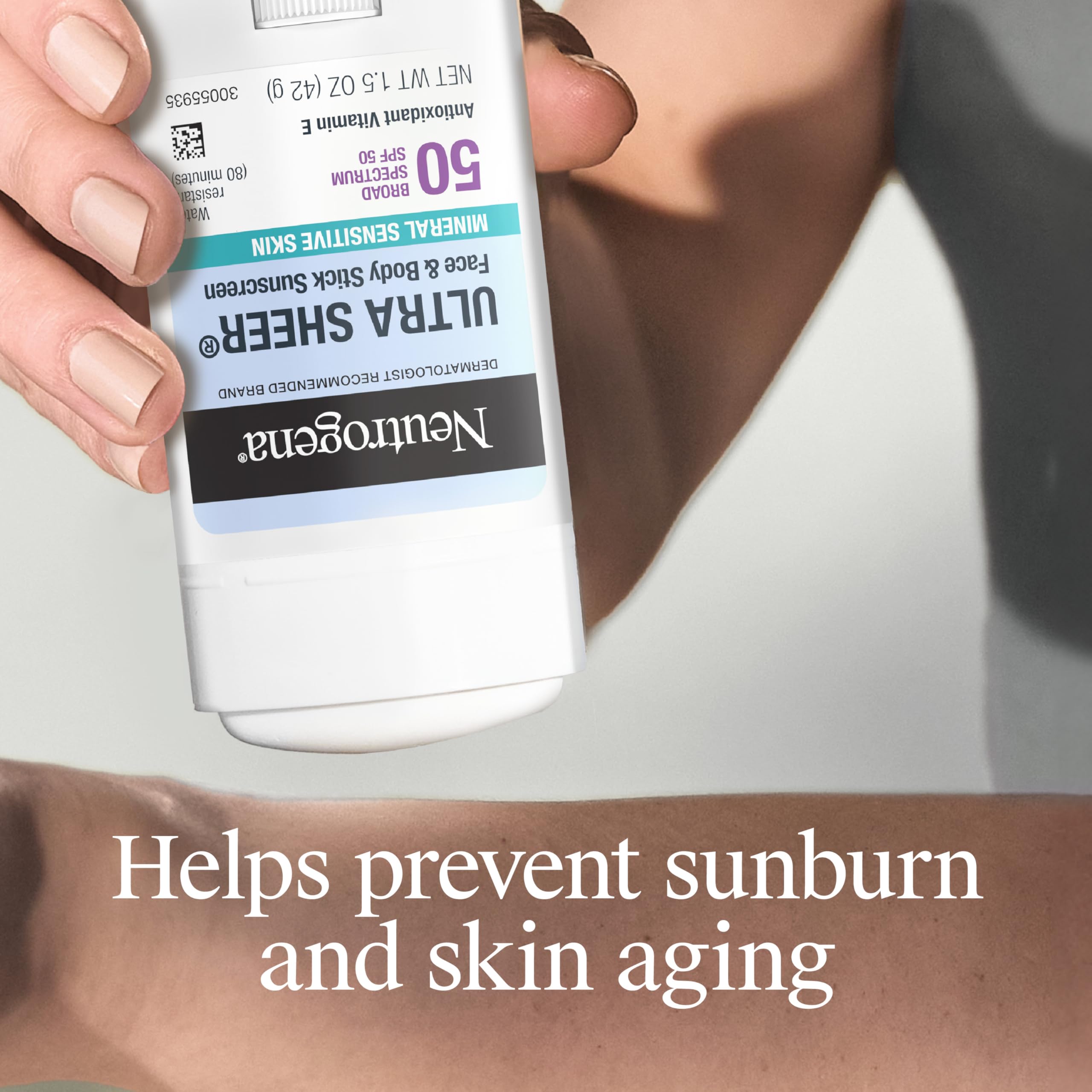 Neutrogena fragrance-free sunscreen stick suitable for sensitive users.