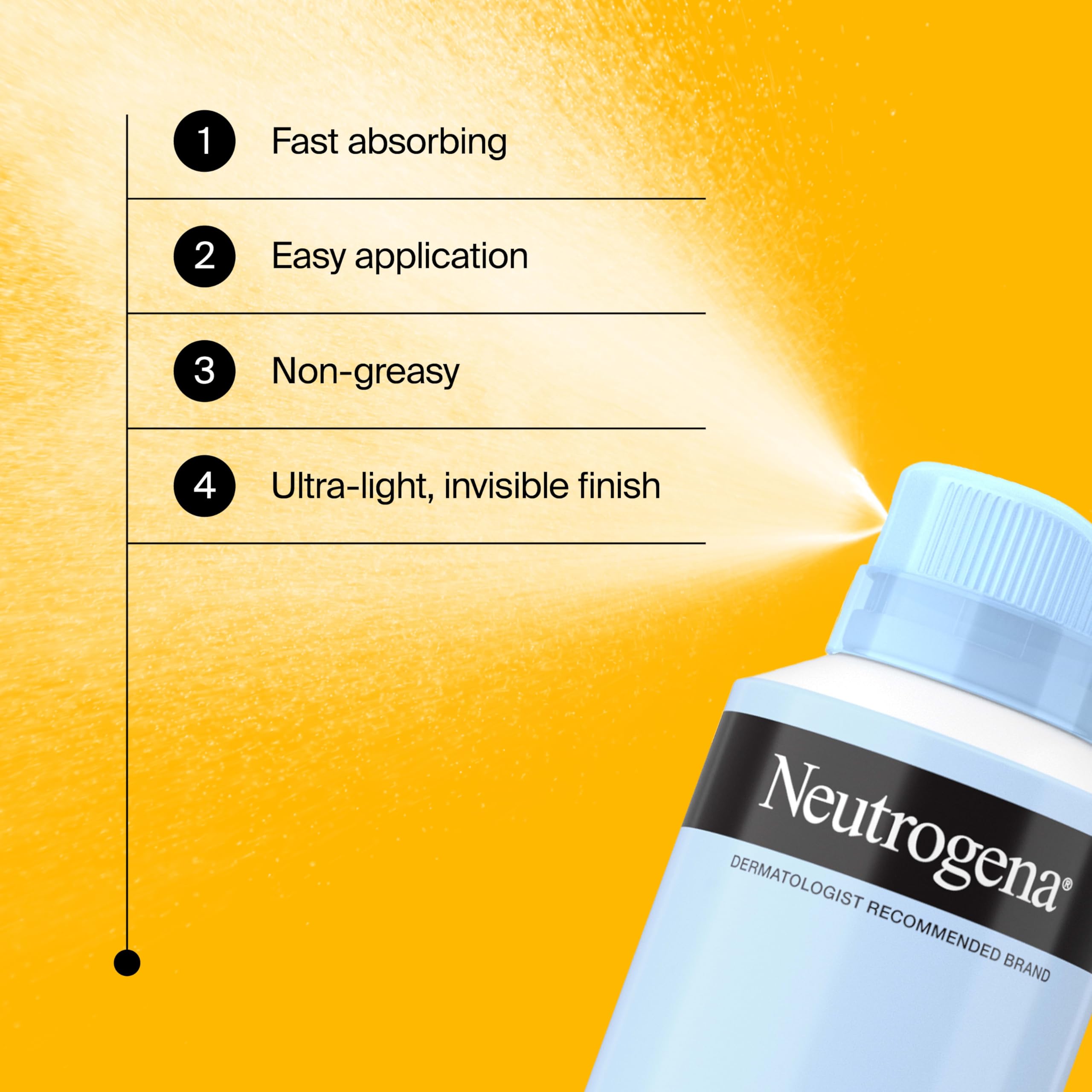 Neutrogena water-resistant up to 80 minutes sunscreen spray in use.