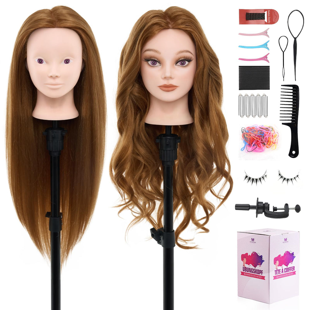 Neverland 28-inch mannequin head with 80% human hair for braiding practice realism