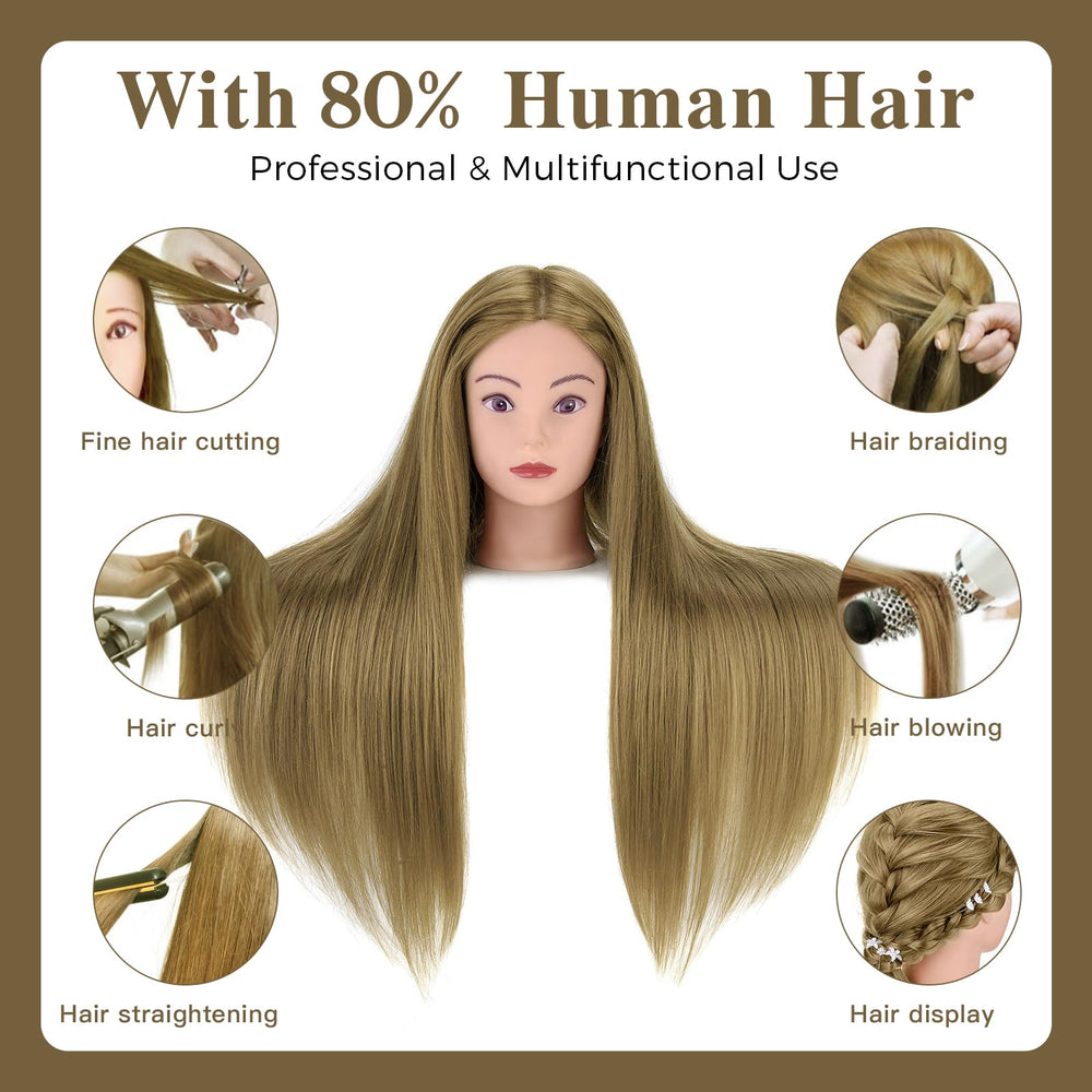 Neverland 28-inch mannequin head 80percent real hair detail for braiding and curling