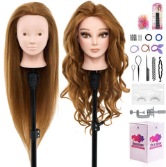 Neverland 28-inch mannequin head front view with 80% real hair for braiding practice.