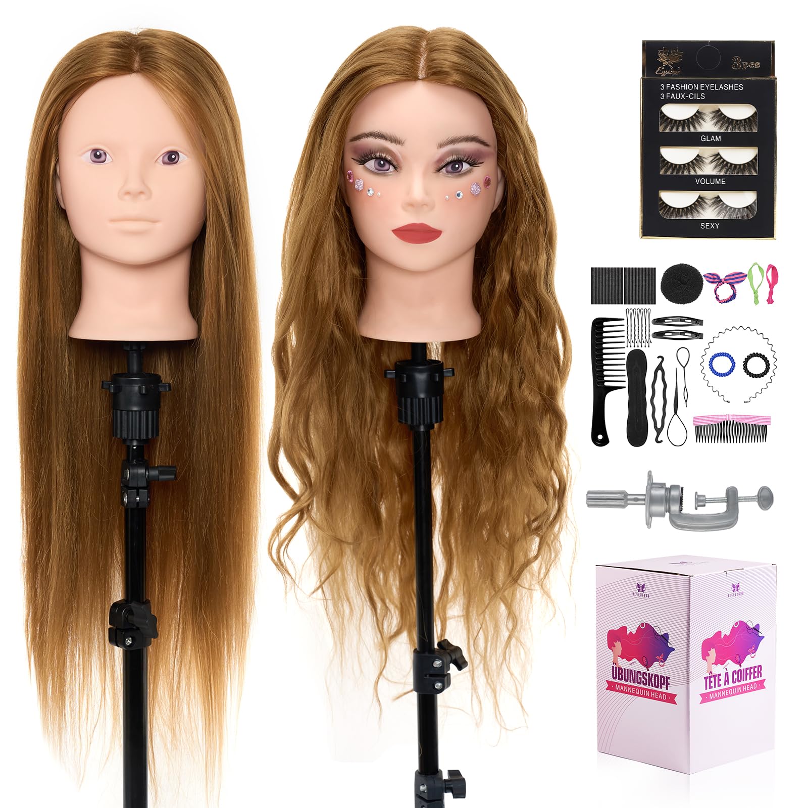 Neverland Beauty & Health mannequin head close-up of 80% real hair for practice