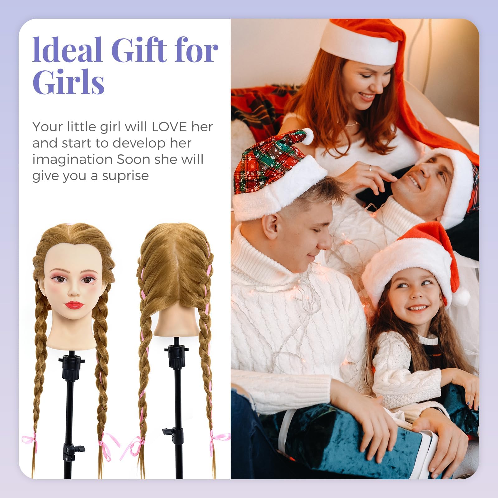 Neverland Beauty gift-ready mannequin head for aspiring stylists and learners.