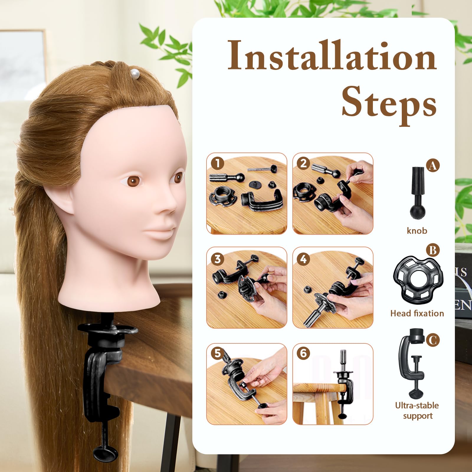 Neverland cosmetology training head includes tools pack for complete practice.