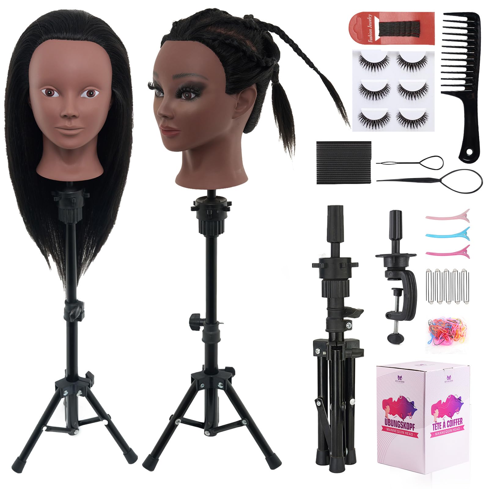 Neverland Head real hair 18-inch with stand for authentic makeup practice