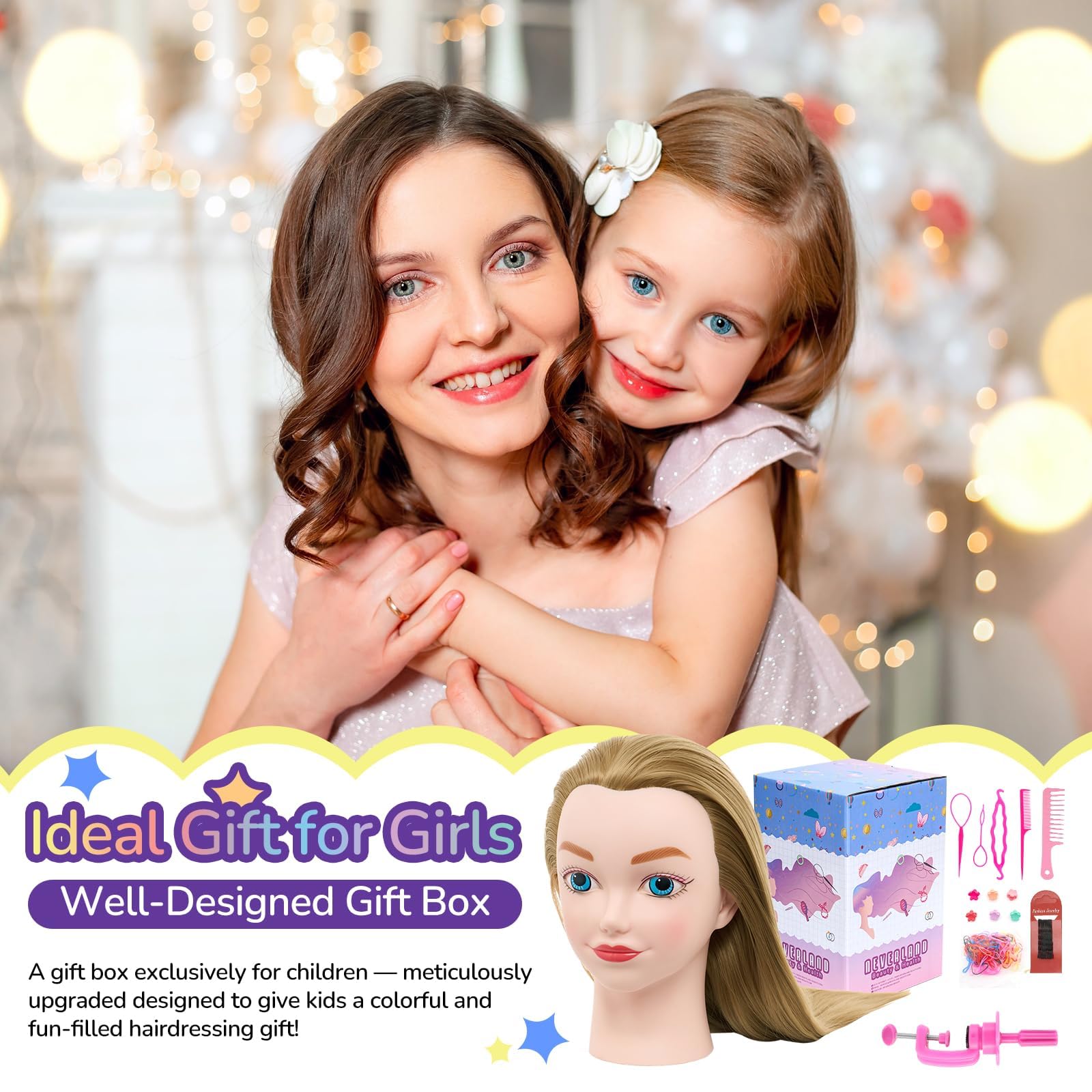 Neverland mannequin head display hair setup for salon-style demonstrations.