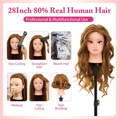Neverland mannequin head glass eyeballs add realism to hair-cutting feedback.