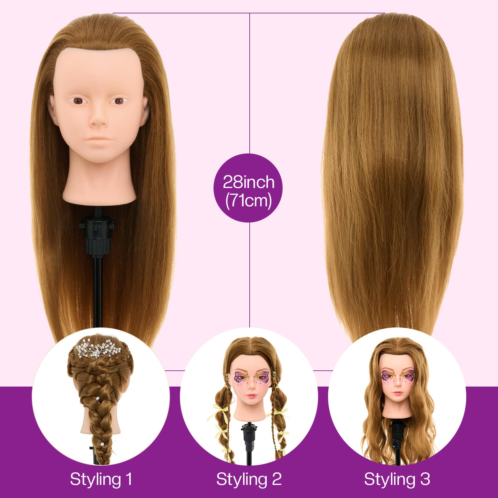 Neverland mannequin head with table clamp enables stable practice sessions.