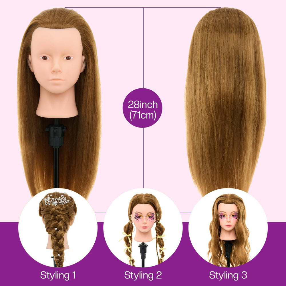 Neverland mannequin head with table clamp enables stable practice sessions.